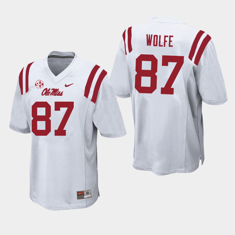Hudson Wolfe Ole Miss Rebels NCAA Men's White #87 Stitched Limited College Football Jersey RAS0158WK
